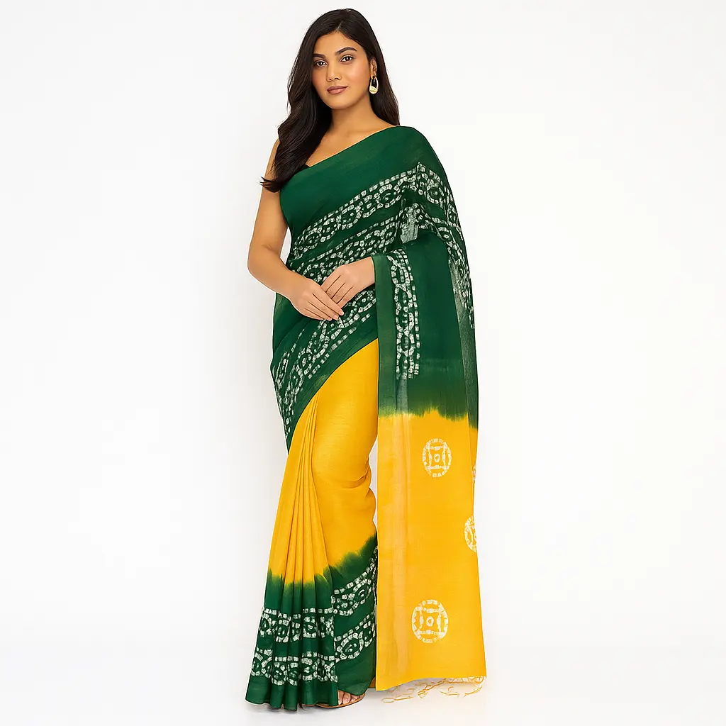 Cotton Lilen Batik Saree